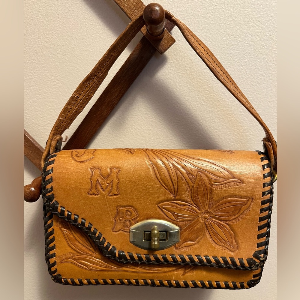 Vintage tooled leather mini purse